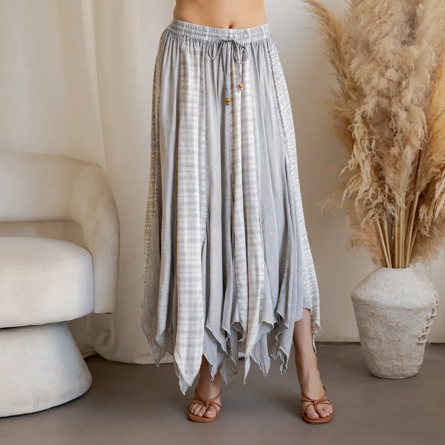 SKIRT - MAXI PATCHWORK ARTISAN - Grey