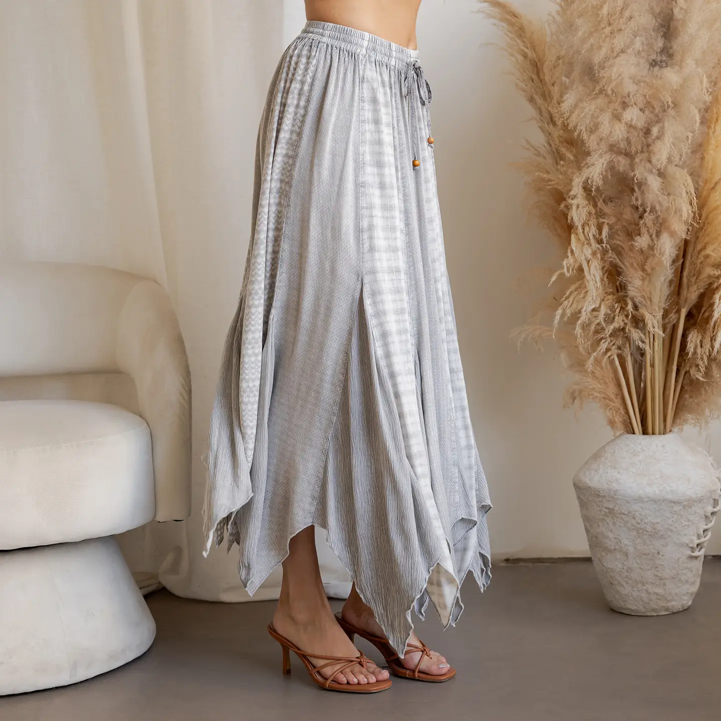 SKIRT - MAXI PATCHWORK ARTISAN - Grey