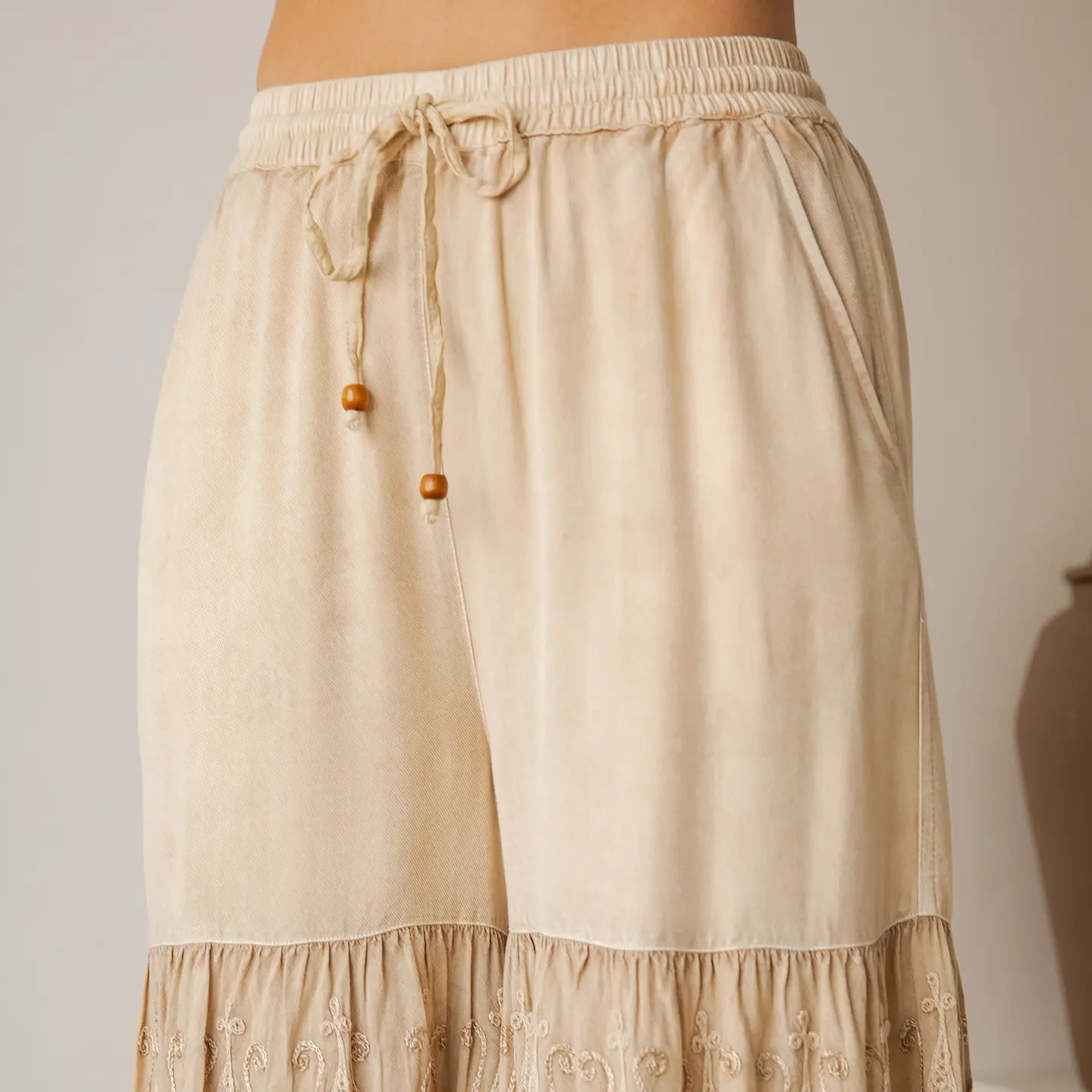 PANTS - BOHO TIERED EMB LACE -