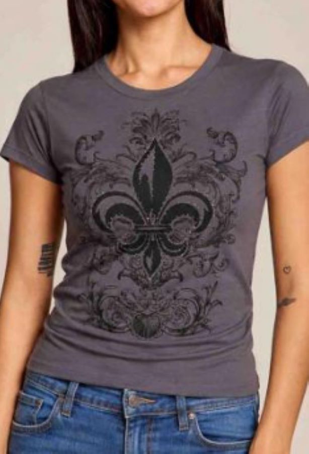 JR TOP - FLEUR DE LIS GREY