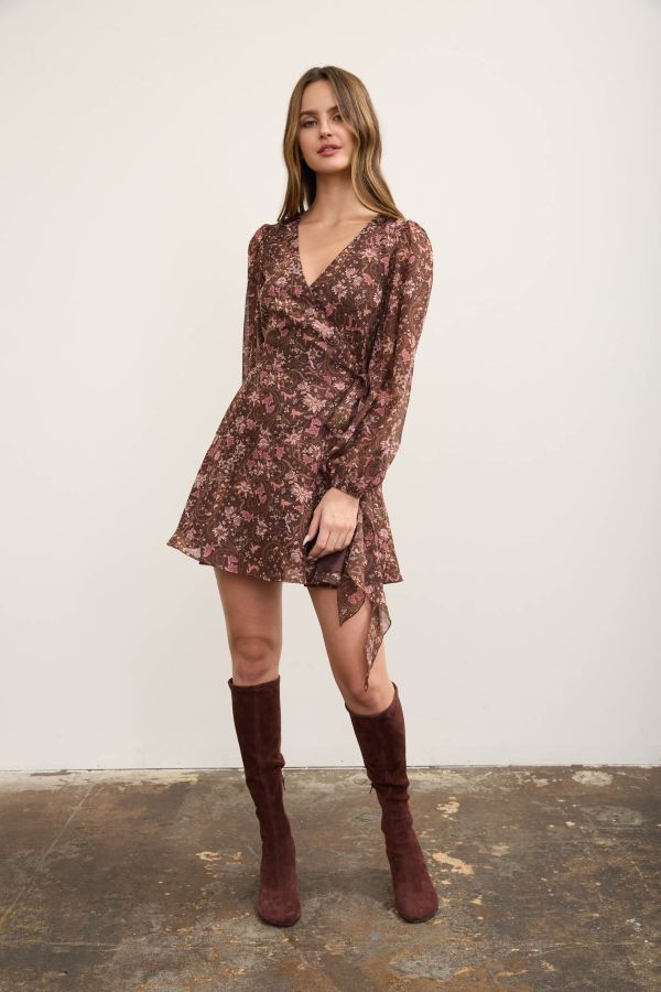 DRESS - LONG SLEEVE MINI FLORAL