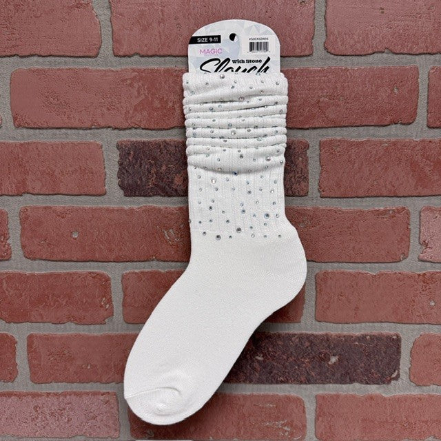 SOCKS - WHITE RHINESTONE