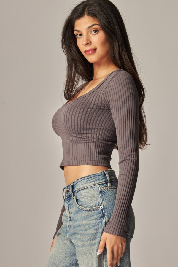 JR LONG SLEEVE CropTop - SQUARE NECK - Coco