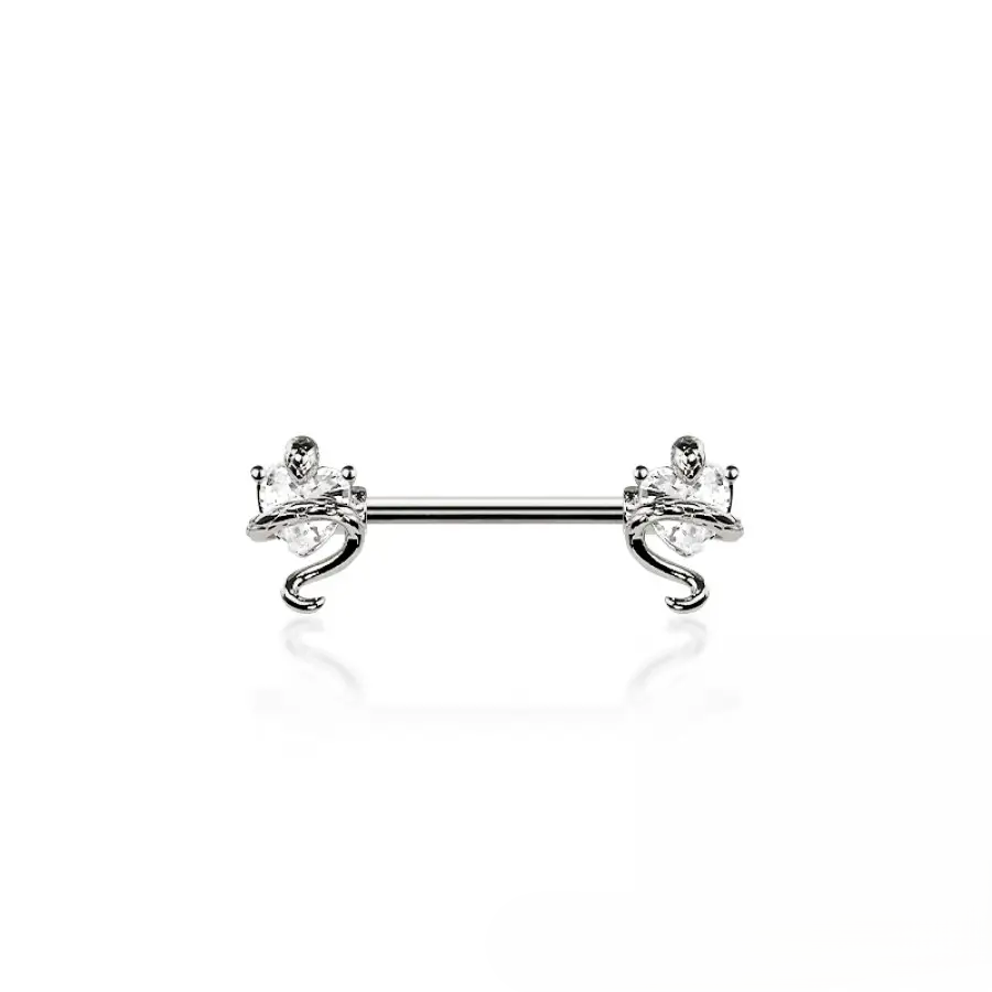 NIPPLE - 14G HEART SNAKE - SILVER