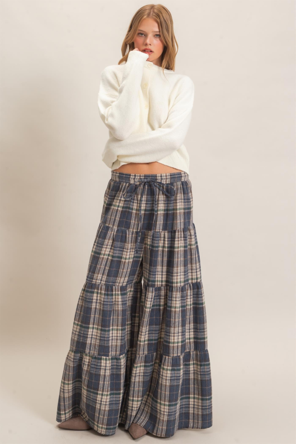 PANTS - FLANNEL WIDE LEG - Blue