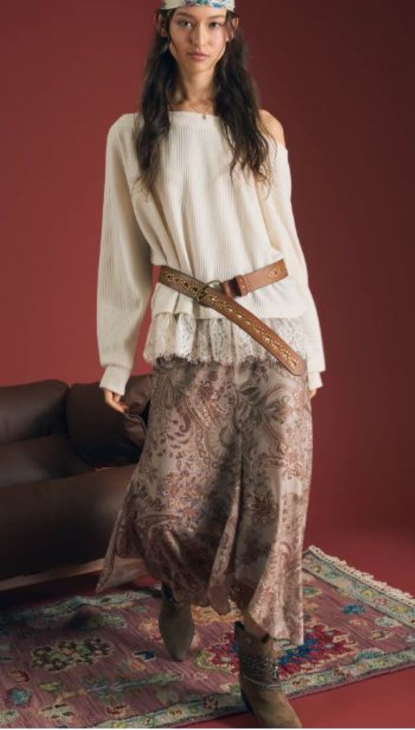 SKIRT - PAISLEY LACE TRIM