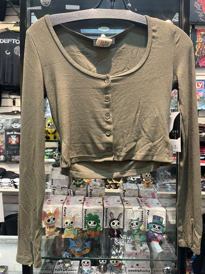 Top - CARDIGAN RIBBED KNIT CROP