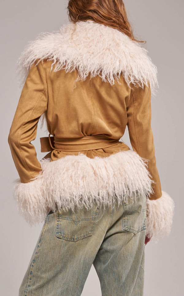 JACKET - FUR TRIM SHORT - Camel