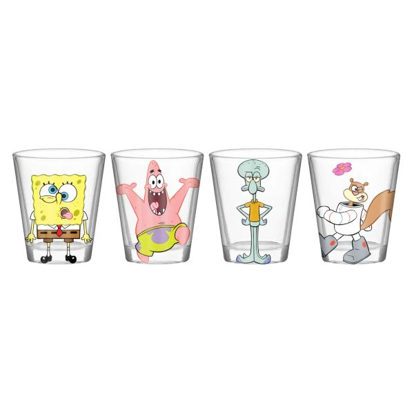 GLASS - MINI SPONGEBOB FACES - 4PC