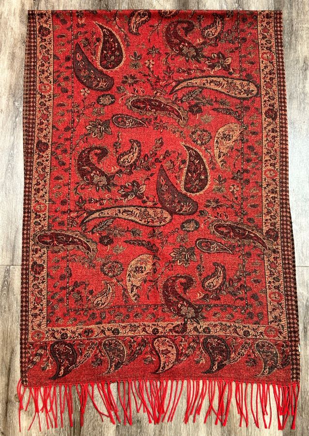 Pashmina - Red Paisley Cashmere