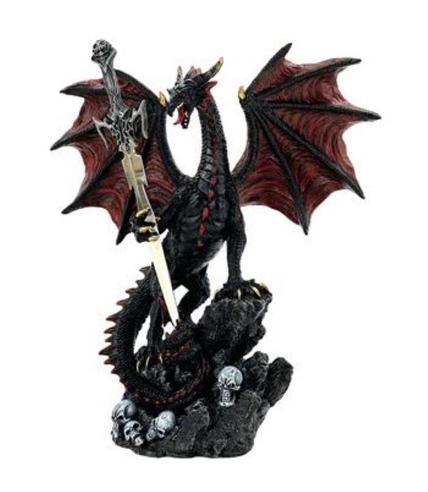 FIGURE - DRAGON SWORD SKULL 9IN
