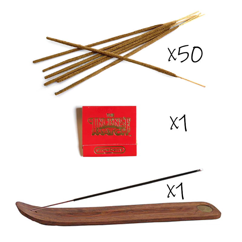 Hotrags Incense Bundle Starter Kit (50 Sticks, Matches, And Burner)-hotRAGS.com