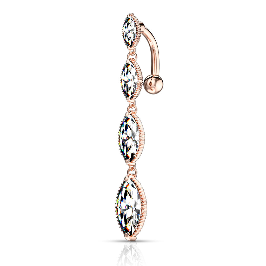 Belly Ring - 4 Marquise - Rose Gold-hotRAGS.com