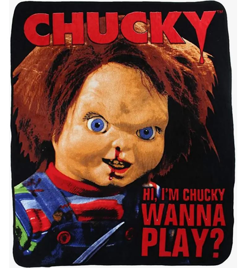 Chucky "Wanna Play" Raschel Throw 50” x 60” Blanket-hotRAGS.com