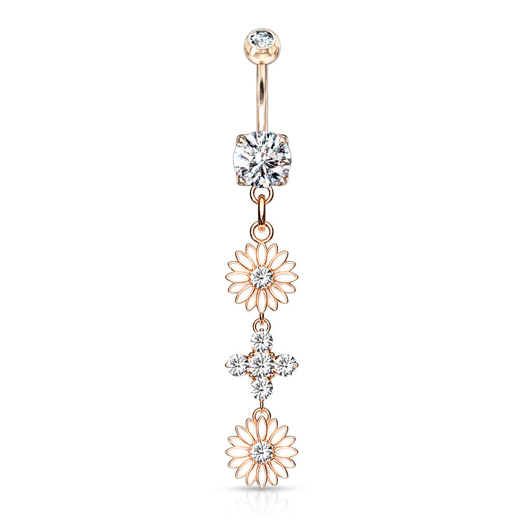 Belly Ring - Flower Double - Rose Gold-hotRAGS.com