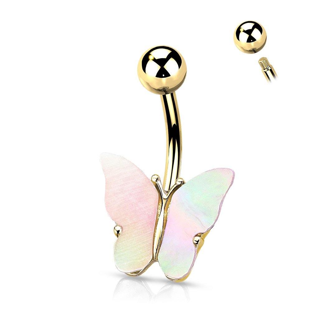 Belly Ring - Butterfly - Gold Shell-hotRAGS.com