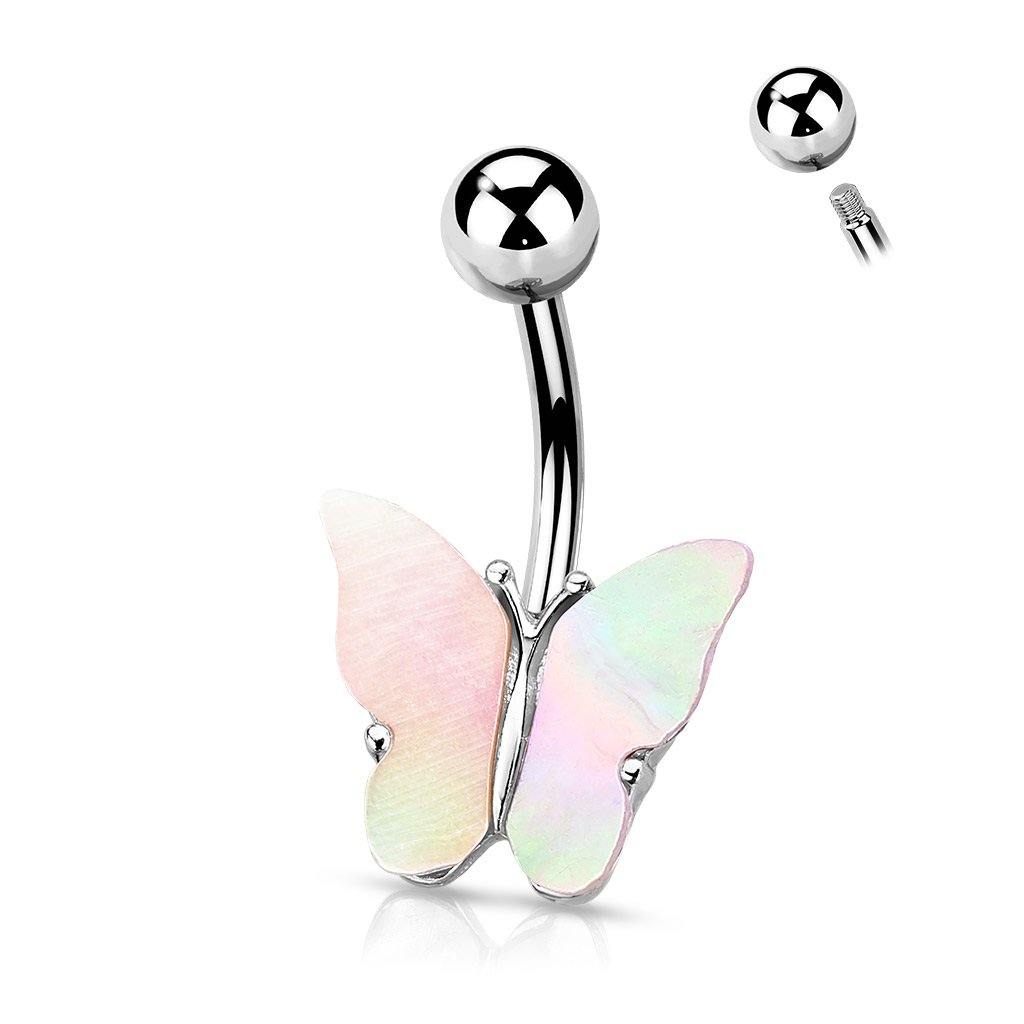Belly Ring - Butterfly Silver Shell-hotRAGS.com