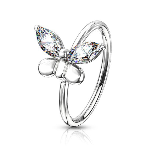 Nose Ring Butterfly Cz-hotRAGS.com