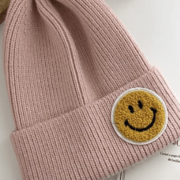 Beanie Smiley Pink-hotRAGS.com