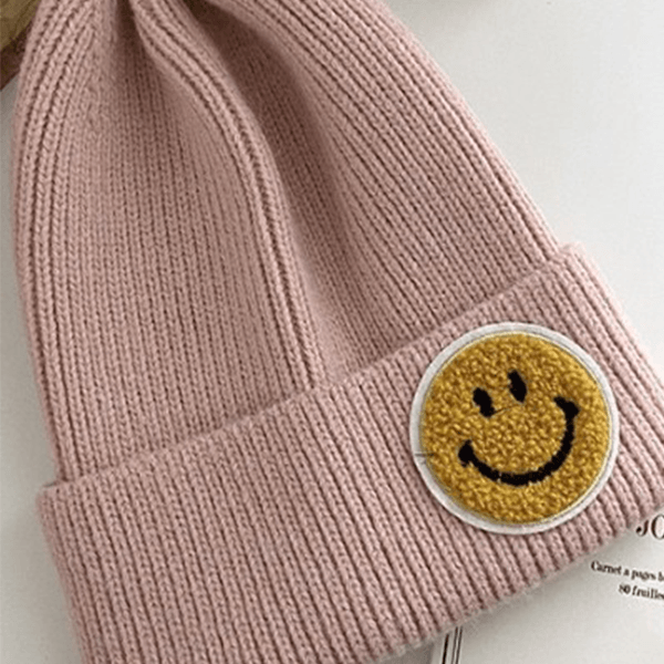 Beanie - Smiley - Pink-hotRAGS.com