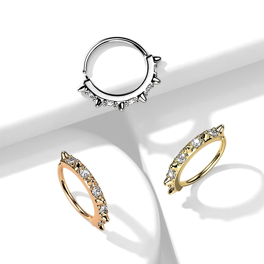 Nose Hoop - Spikes Cubic Zirconia - 20g-hotRAGS.com