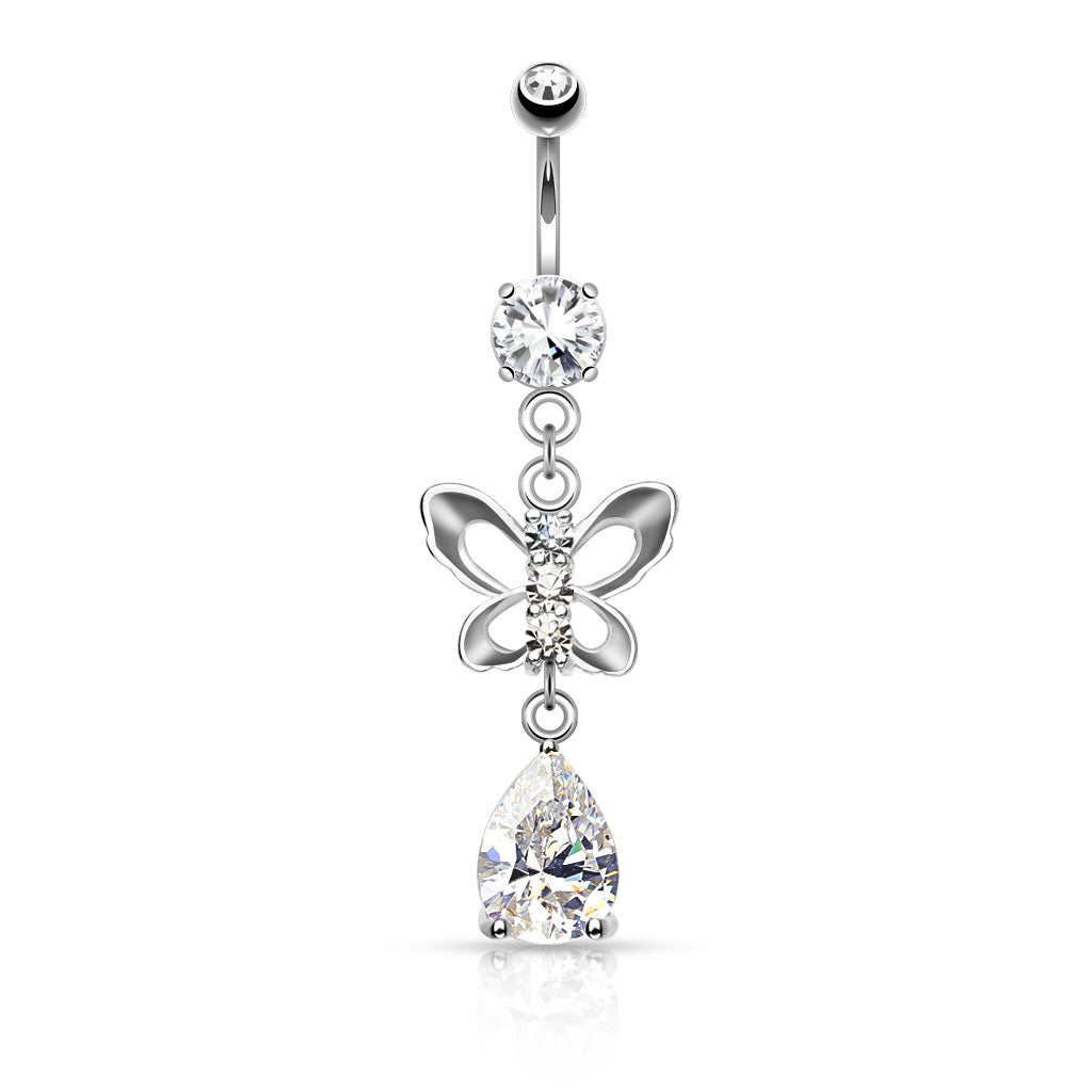 Belly Ring - Butterfly Tear Drop-hotRAGS.com