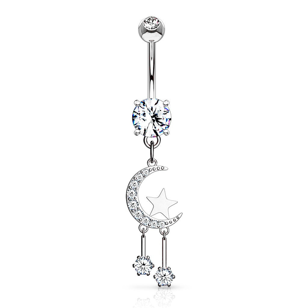 Belly Ring - Moon Star Dangle-hotRAGS.com