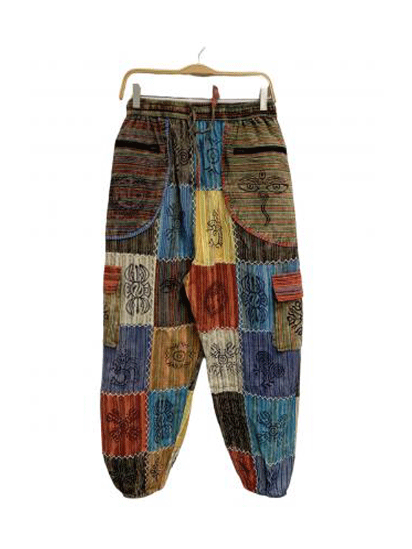 Pants - Patchwork Cotton Harem With Zipper Pockets, Each Unique!-hotRAGS.com
