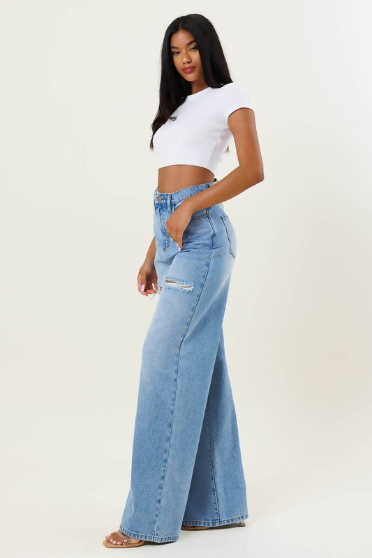 Pants - Denim High Waisted Wide Leg Pant-hotRAGS.com