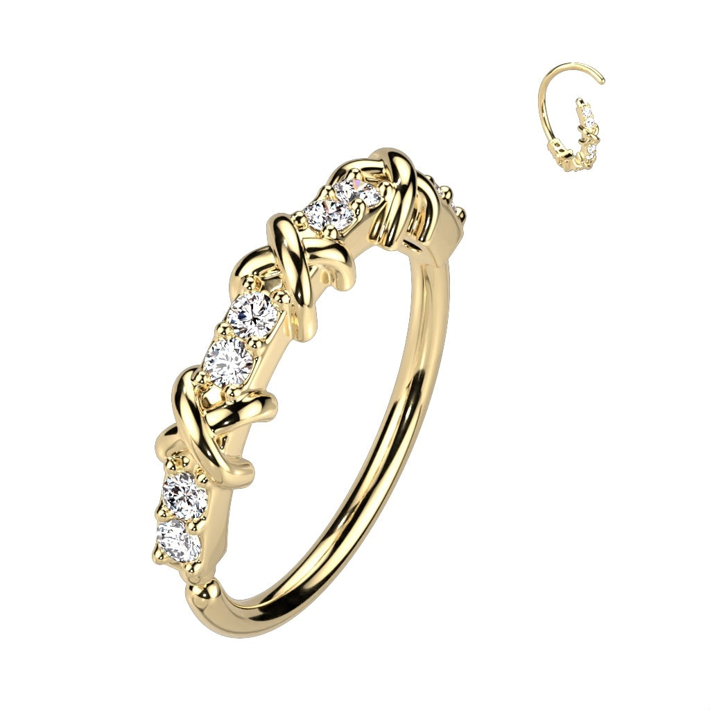 Nose - Criss Cross Cubic Zirconia - Gold-hotRAGS.com