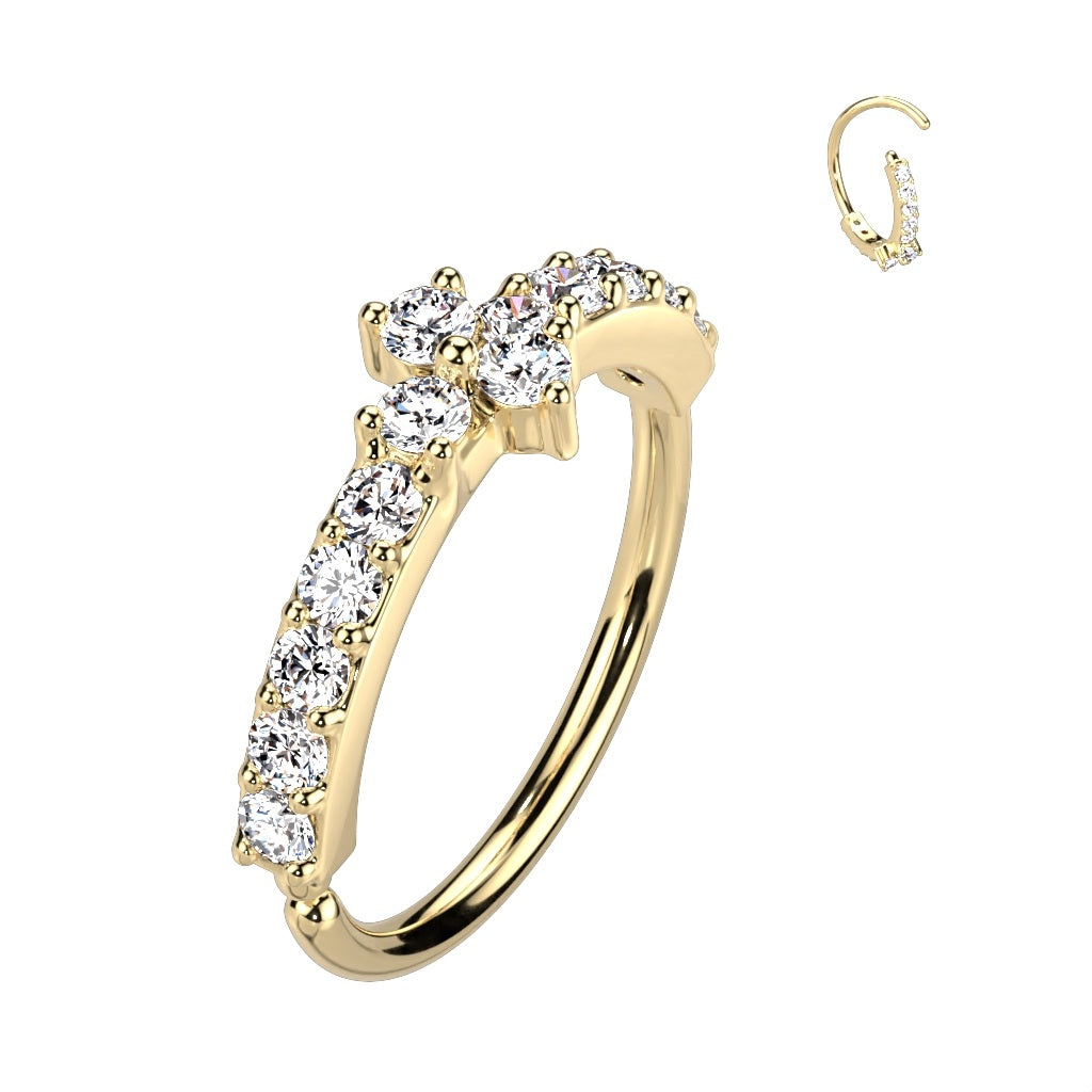 Nose - Triple Cubic Zirconia Triangle - Gold-hotRAGS.com