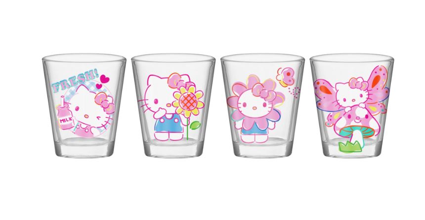 Hello Kitty Garden 4pc. 1.5oz. Mini Glass Set-hotRAGS.com