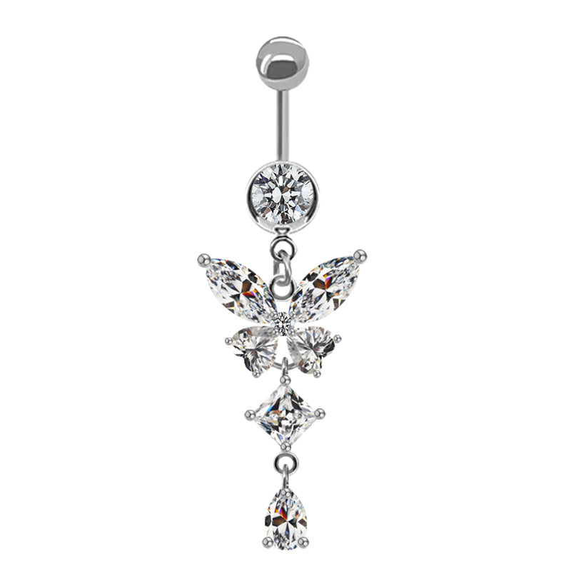 Belly Ring Buttrfly Cz Dangle-hotRAGS.com