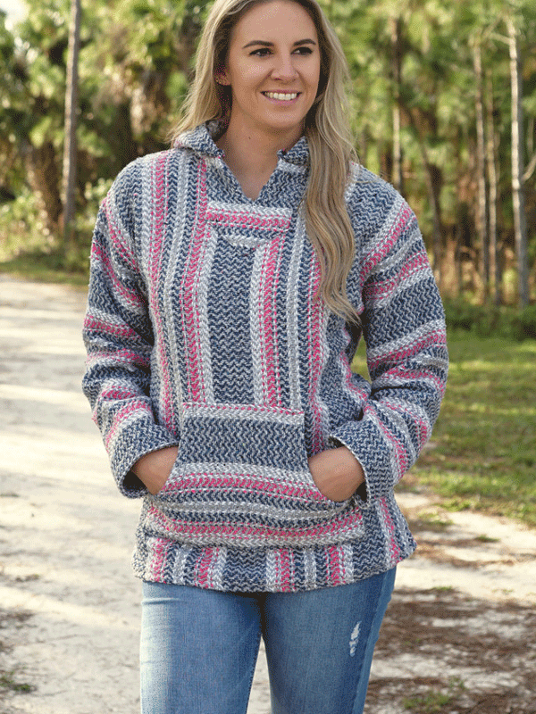 Baja Hoodie - Blue And Pink-hotRAGS.com