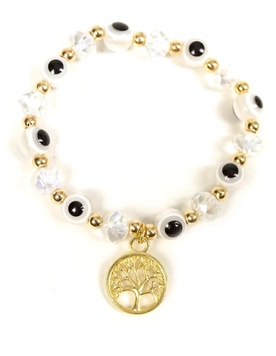Bracelet - Evil Eye Tree Of Life - White-hotRAGS.com