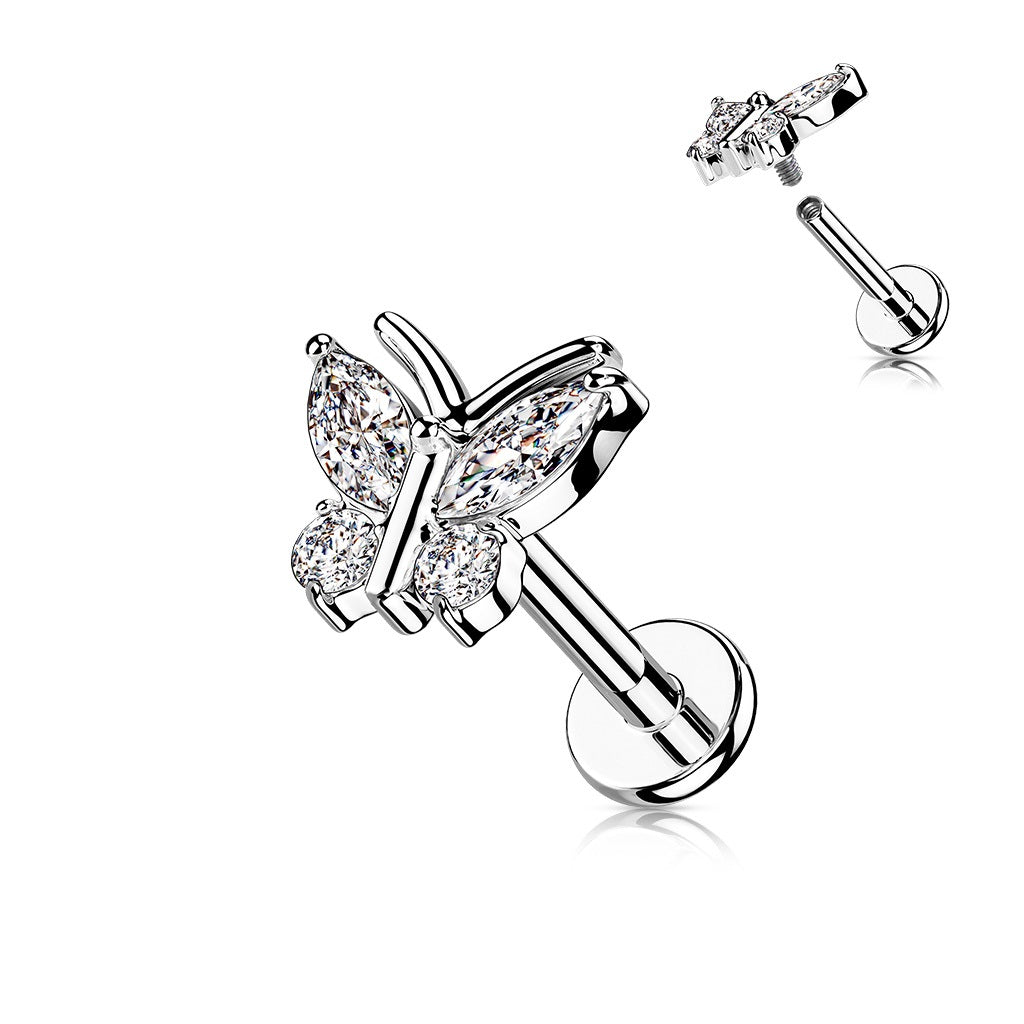 Labret - Cubic Zirconia Butterfly - 16g-hotRAGS.com