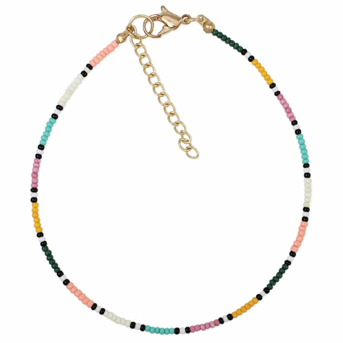 Baja Seed Bead Multicolor Anklet-hotRAGS.com