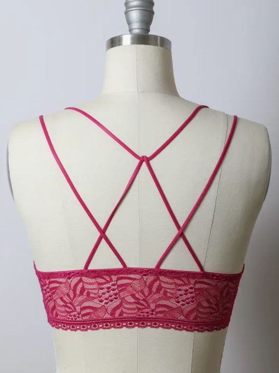 Strappy Back Geometric Lace Bralette-hotRAGS.com