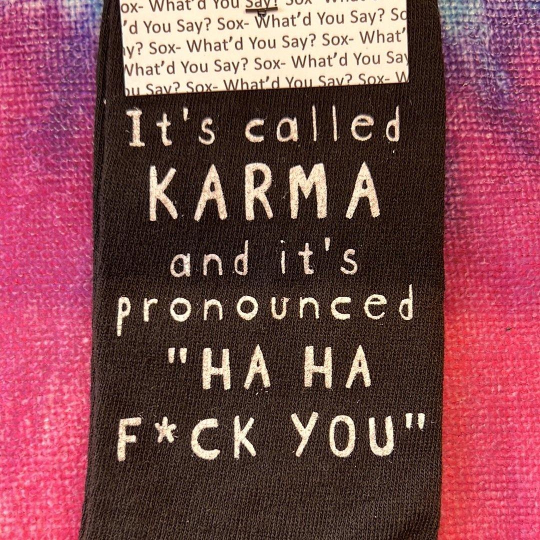 Socks - It's Called Karma and it's pronounced "Ha Ha Fuck You"-hotRAGS.com
