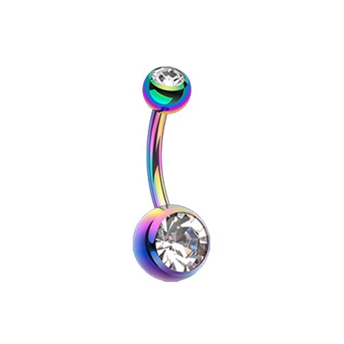 Belly Ring - Rainbow Double Gem-hotRAGS.com