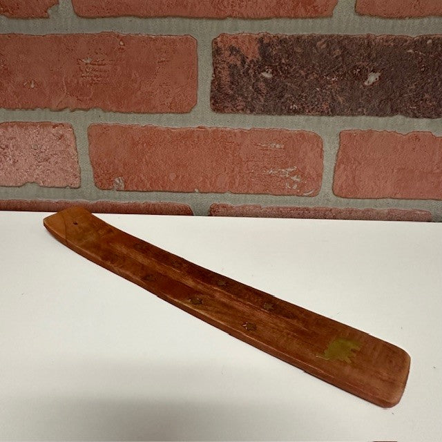 Incense Holder - Wooden Ash Catcher With Inlaid Elephant Brass Design-hotRAGS.com