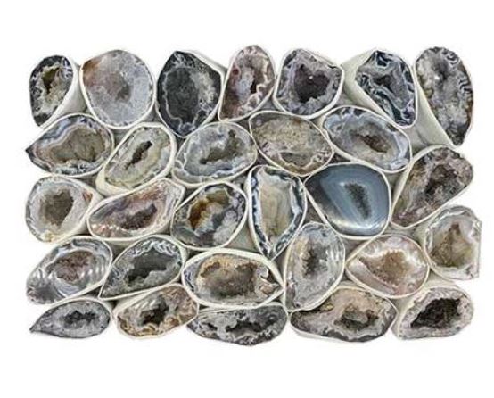 Crystal Oco Geodes - Natural Agate Druzy Halves - Polished Front Edge-hotRAGS.com