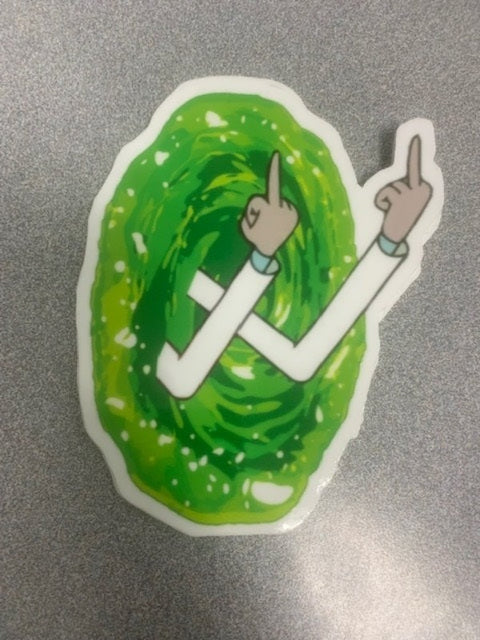Sticker - Rick Portal Middle Finger-hotRAGS.com