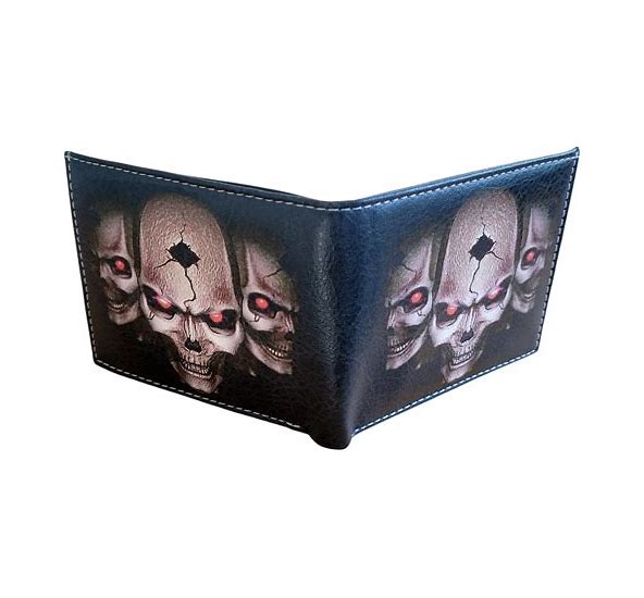 Vegan Leather Bi-fold Wallet - Skulls-hotRAGS.com