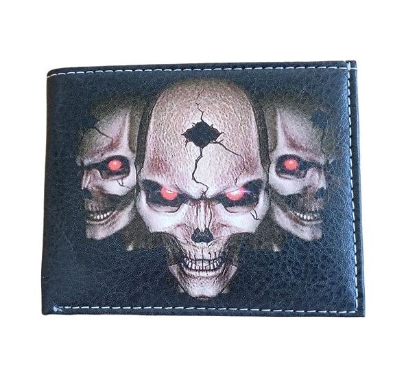 Vegan Leather Bi-fold Wallet - Skulls-hotRAGS.com