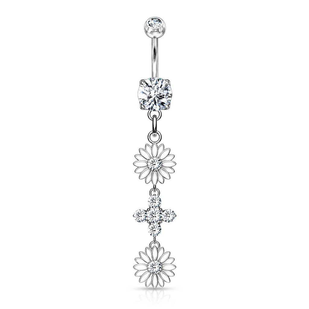 Belly Ring Flower Double Clear-hotRAGS.com