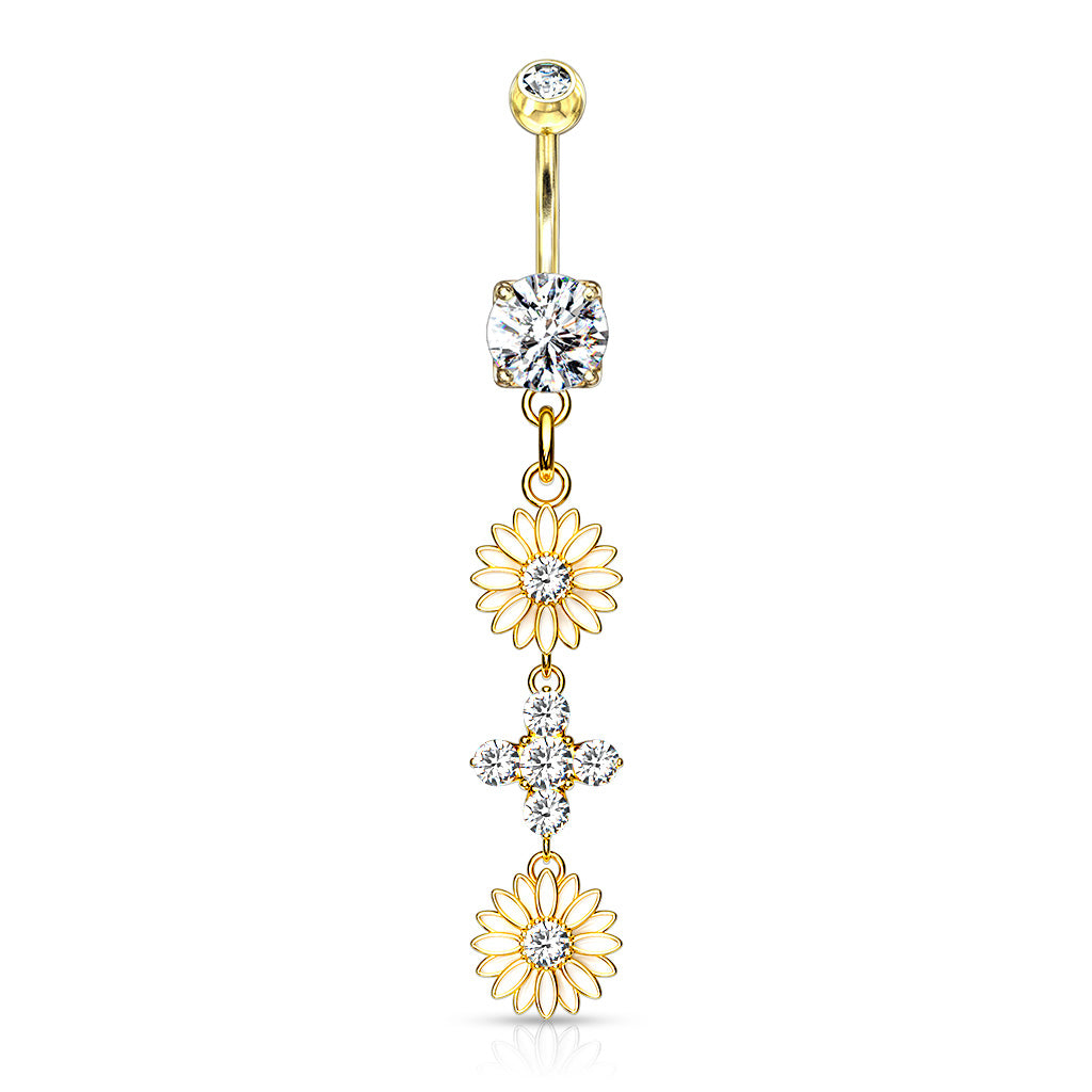 Belly Ring Flower Double Gold-hotRAGS.com
