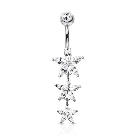 Belly Ring - Triple Flower-hotRAGS.com