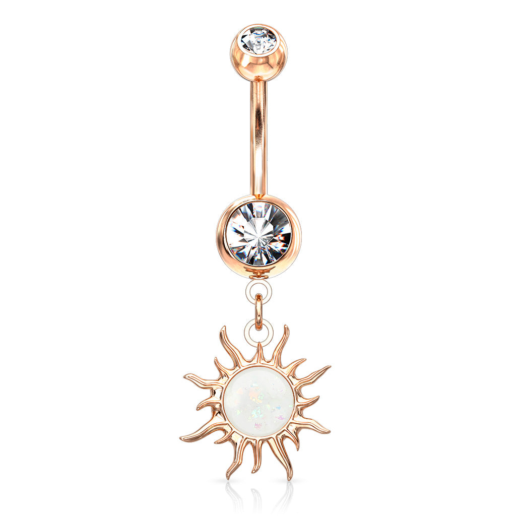 Sun Opal Glitter Belly Ring-hotRAGS.com