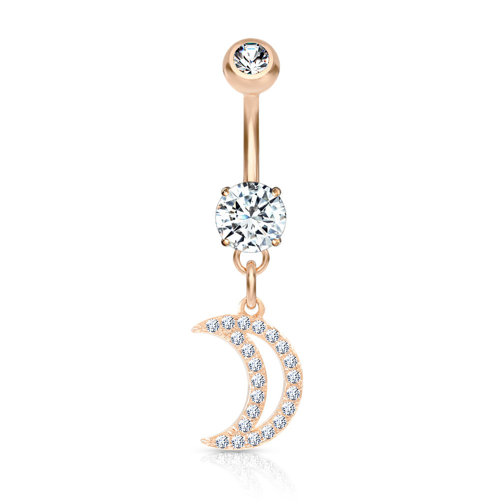 Belly Ring Cz Moon Rose Gold-hotRAGS.com